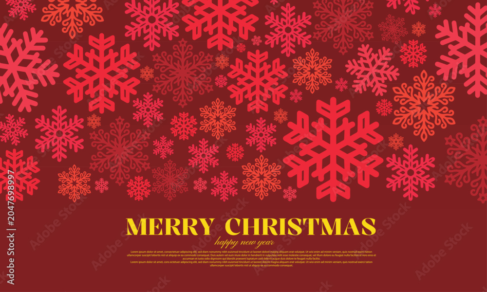 Fototapeta premium Christmas and new year greeting banner with falling snowflakes