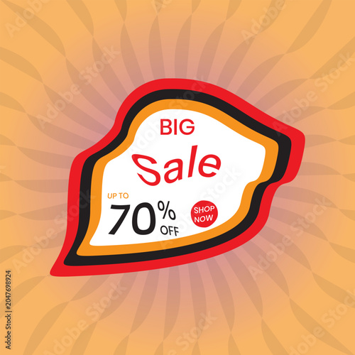 Big Sale Promo Banner with Up to 70% Off and Shop Now Badge.
