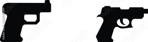 Fotografie Two distinct black handgun silhouettes set on transparent background perfect for various design and illustration projects