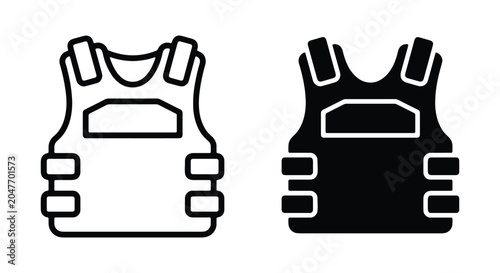 Fotografie Bulletproof vest icon set, tactical body armor vector illustration