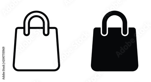 Canvastavla Shopping bag icon set, outline and solid style vector illustration