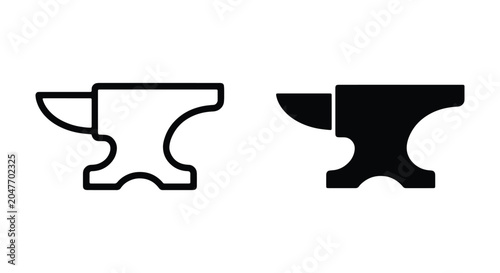 Foto Anvil icon set, blacksmith tool symbol, vector illustration