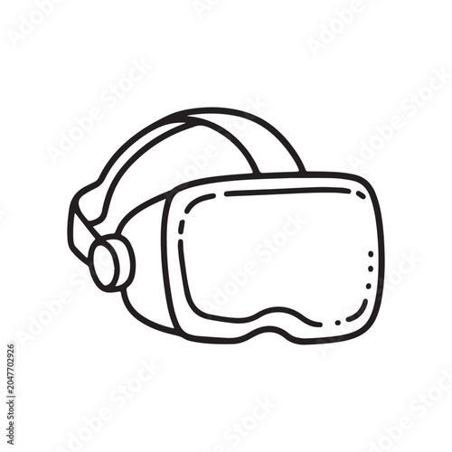Virtual Reality VR Headset Goggles Black And White Thick Line Vector Illustration. 