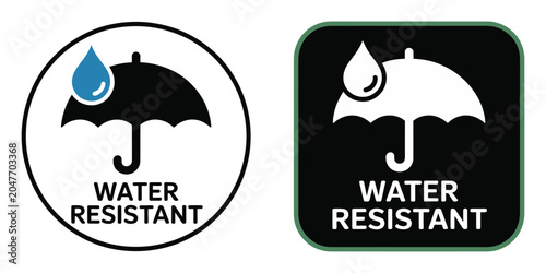 Foto Waterproof resistant label vector, water protection icon badge, apparel tags, outdoor gear packaging, brand asset illustration design