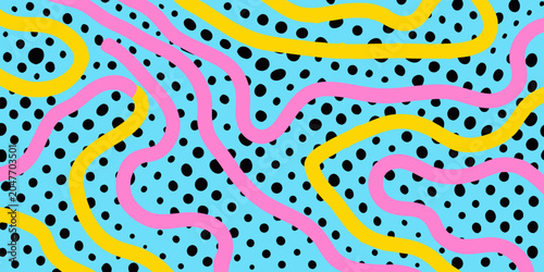 Photos abstract wavy pattern with polka dots in pop art style