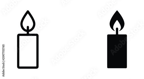 Foto Set of two candle icons, outline and solid style vector illustration