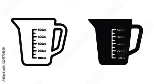 Bild auf Leinwand Measuring cup icon set, kitchen tool for liquid measurement, vector illustration