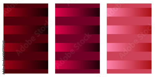 Obraz na plátně Crimson Gradient Backgrounds: A trio of abstract vertical panels showcasing a spectrum of deep crimson to vibrant pink hues, fading and blending to create a visually striking gradient effect