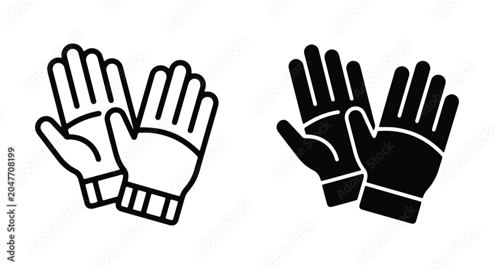 Fototapeta premium Pair of gloves icon, outline and filled