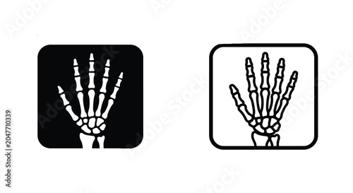 Fotografie Human hand skeleton silhouettes against contrasting backgrounds silhouette