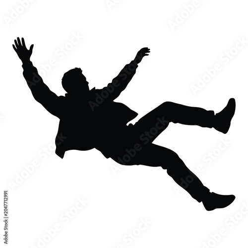 Silhouette of a man falling through the air vactor file