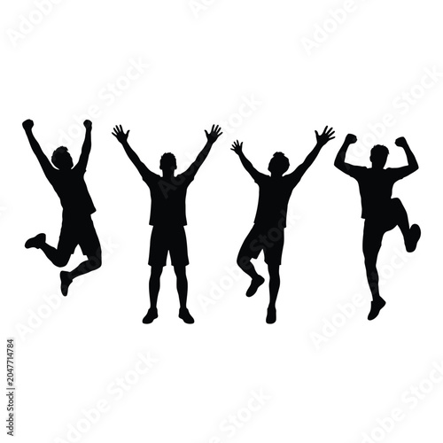 Set of silhouettes of happy jumping men vactor file