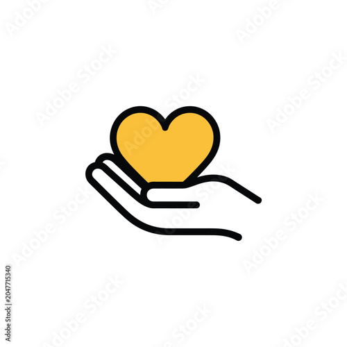 Bild auf Leinwand Charitable hand holding heart icon for non profit organization and volunteer marketing