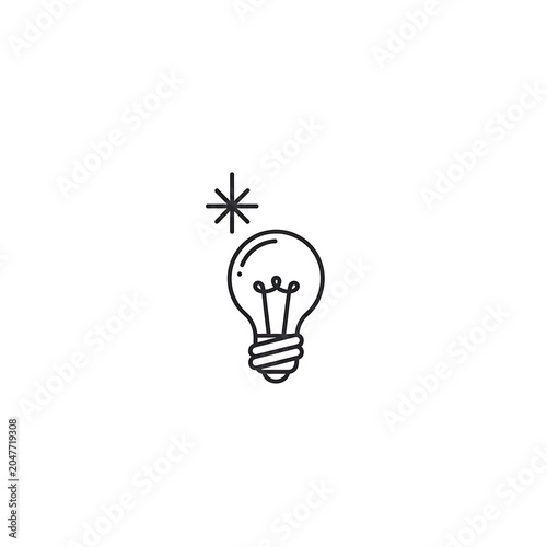 Innovative lightbulb with creative spark above it.