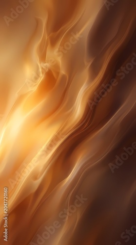 Abstract Golden Smoke Swirls Flowing Organic Waves Background