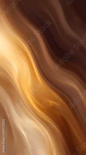 Abstract wavy brown and gold background with flowing lines and soft gradients