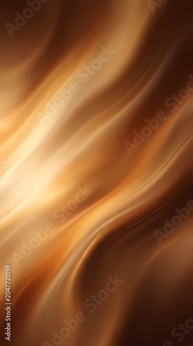 Abstract golden brown wavy texture background, smooth silk fabric, luxurious flowing lines