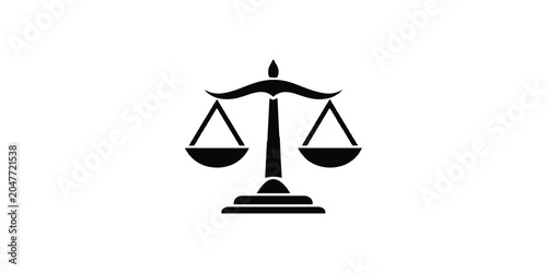 Bild auf Leinwand Black silhouette of justice balance scales representing legal law concept and equality measurement icon vector illustration