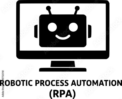 Robotic Process Automation RPA Robot Computer Icon Vector