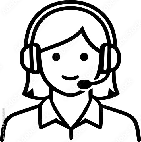 Customer Support Agent Headset Line Icon Vector