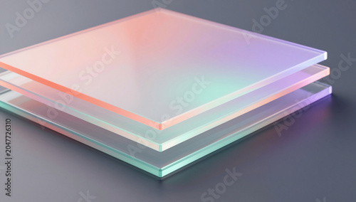 Layered Translucent Glass Sheets with Holographic Glow