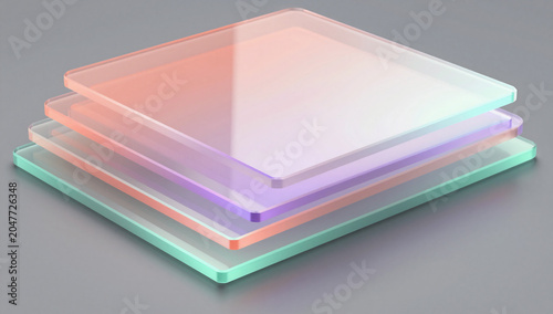 Layered Translucent Glass Sheets with Holographic Glow