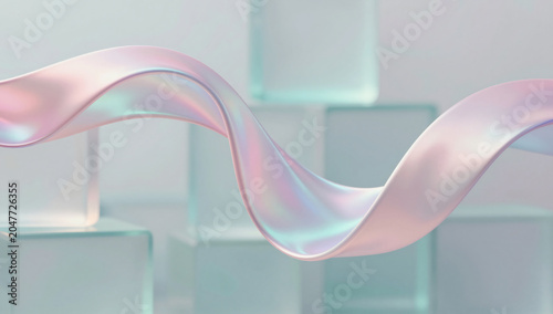 Holographic Fluid Silk Ribbon with Frosted Glass Panels