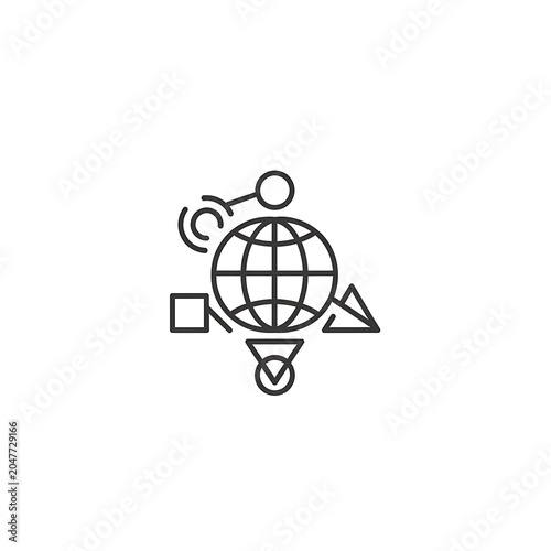 Minimalist geometric symbol with circle triangle and square.