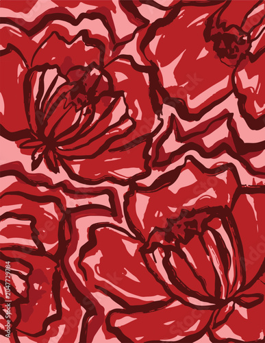 Big flowers pattern, upscale floral pattern. graphical textures floral, trendy colors pattern , flowers background with leaves. vector illustration.