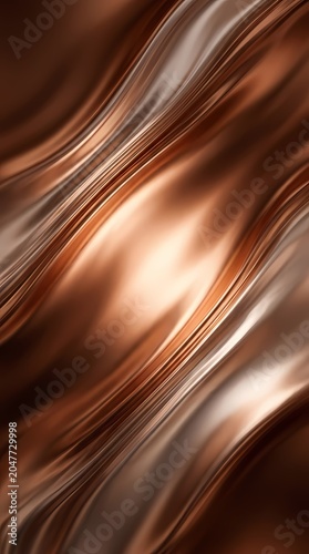 Abstract Wavy Bronze Metallic Texture with Warm Light Glow