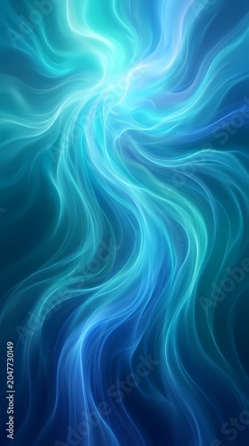 Abstract Blue Teal Swirls of Light with Sparkles - Cosmic Flow