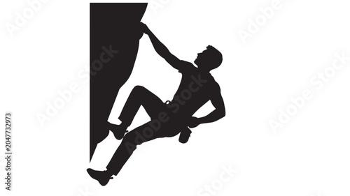 Obraz na płótnie Silhouette of a man rock climbing on a steep cliff