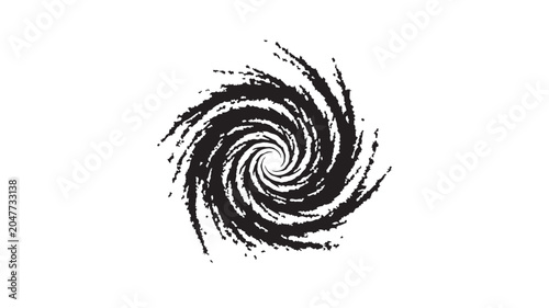 Cuadro en lienzo Black ink swirl abstract shape with rough textured edges