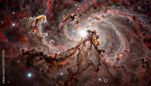 Pillars of Cosmic Creation Starry Nebula Background