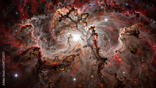 Pillars of Cosmic Creation Starry Nebula Background