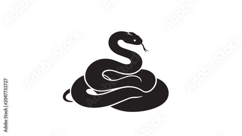 Foto Black coiled snake icon silhouette