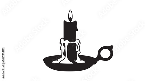 Foto Black silhouette icon of a melting candle on a holder