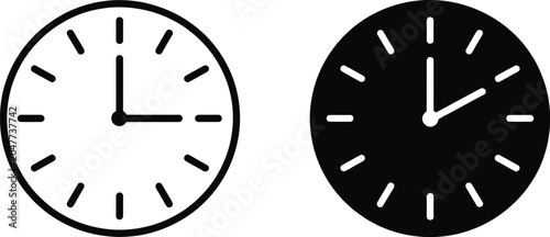 Fotografía Clock icon vector isolated on white background with time symbol and analog clock interface design