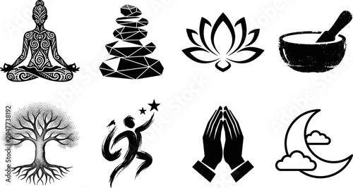 Photos Musical instruments vector silhouette icon set featuring piano electric guitar violin drums saxophone harp djembe and vintage microphone in image_8b6b42