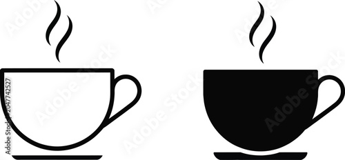 Photos Coffee cup icon vector isolated on white background with beverage mug and tea symbol