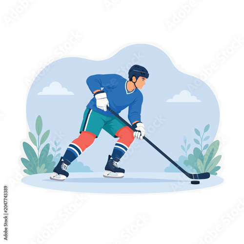 Canvas Print Ice Hockey Player Vector Illustration