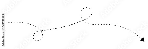 Canvastavla Black dashed line with a looping curved path ending in a clear directional arrow