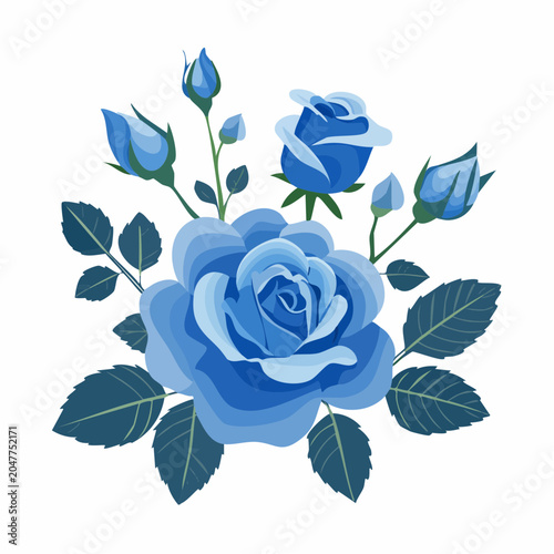 Blue Rose Bouquet Illustration