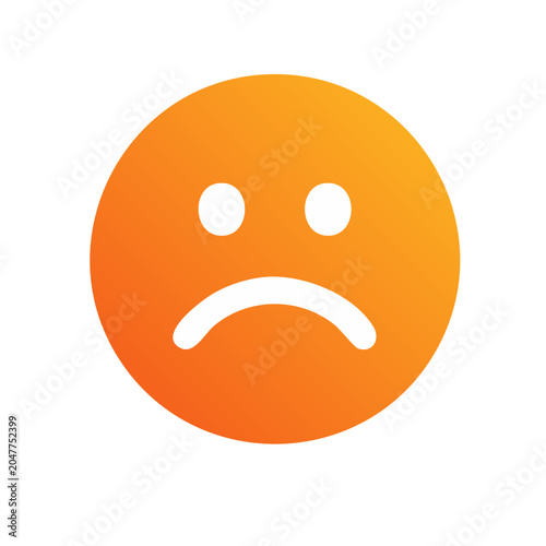 Sad face icon with gradient orange background