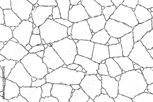 Quadro su tela Irregular Cracked Flagstone Seamless Pattern CAD Line Art Vector for Landscape a
