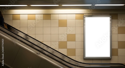 Subway advertising mockup blank poster frame in underground station for promotional display