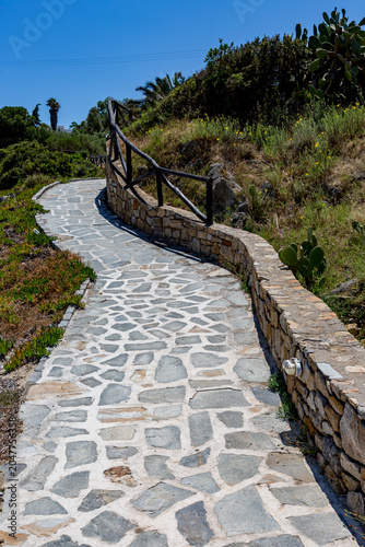 Stone path that is going up a hill, Ammoulliani, Greece