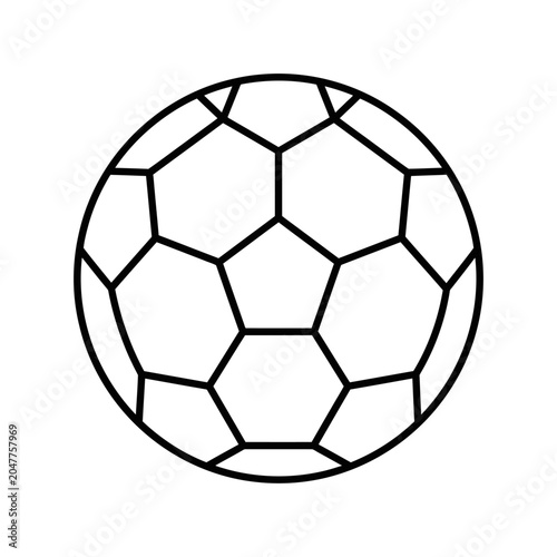 Black and white line art soccer ball icon.