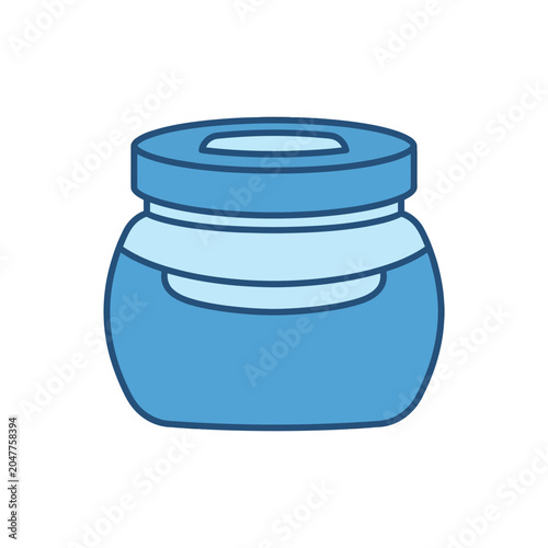 Blue face cream jar icon for cosmetic product design.