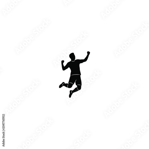 Photos Football player jumping with arms raised in victory isolated silhouette